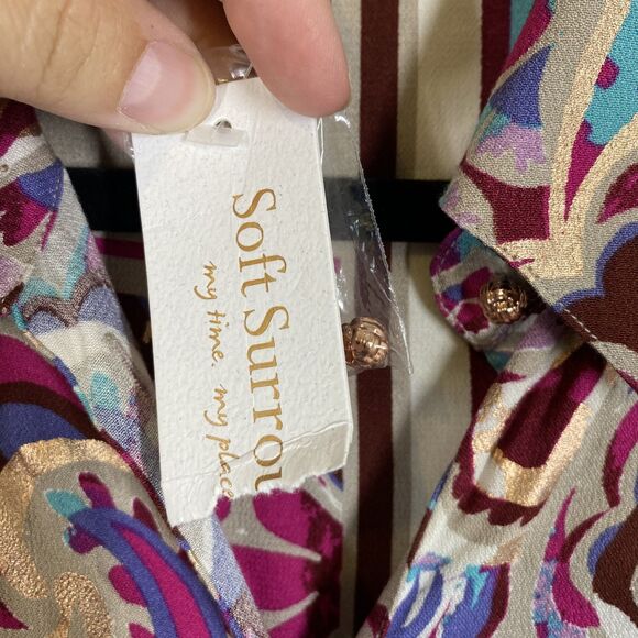 Soft Surroundings Pamero Soho Dress Womens Petite Medium Boho Maxi Button Up - Picture 10 of 11